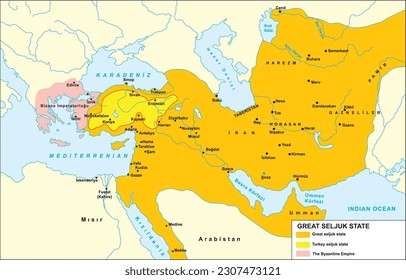 The borders of the Great Seljuk state