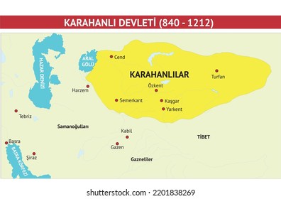 The borders of the Karakhanid State (Karahanlılar)Tarih Haritaları, Osmanlı Devleti, Karahanlı Devleti, Türk Devletleri, Gazneliler, Göktürkler