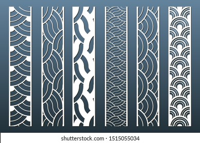 Bordes para corte por láser, conjunto vectorial de patrones sin fisuras. Plantillas para marcadores, corte de papel, paneles decorativos ornamentales, fondo de tarjeta o elementos de diseño de marco.