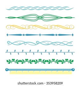 Borders monograms Line set in vintage style for design vector