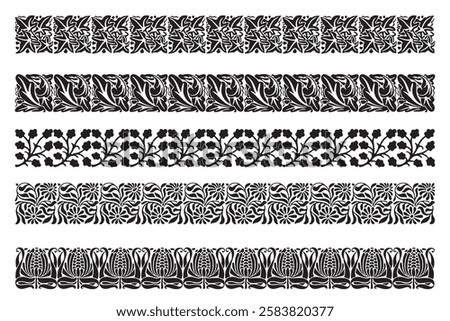 Borders nature set. Gothic style.