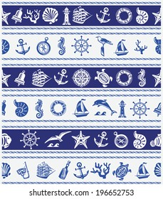 Borders with Nautical and sea symbols