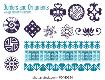 Borders and Ornaments, vintage decorative elements