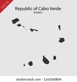 Borders of Republic of Cabo Verde (Cape Verde), EPS 10 vector