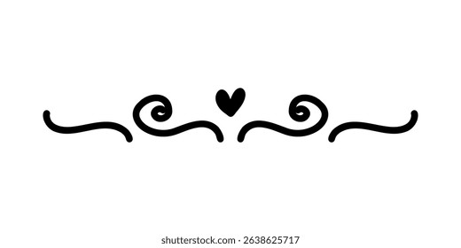 Borders set. Floral dividers, doodle style isolated decorative elements. Wedding cards, posters and banners design. Flowers leaves and ornament. Calligraphic underline. Curve separator, vector set