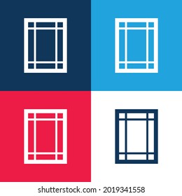Borders Size blue and red four color minimal icon set