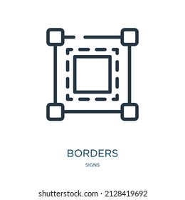 borders thin line icon. border, vintage linear icons from signs concept isolated outline sign. Vector illustration symbol element for web design and apps.