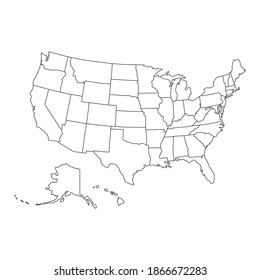 Borders of the United States of America, USA political map.
