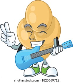 Bordetella pertussis cartoon character style plays music with a guitar. Vector illustration