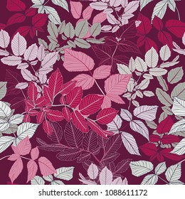 Bordo Leaf Seamless Vector Botanical Pattern