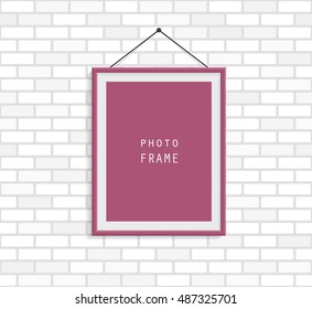Bordo photo frame on white brick wall