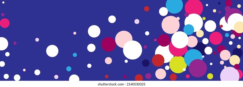 Bordo Rainbow Kids Circles Indigo Blue Background. White Vibrant Green Bright Pink Print. Color Red Violet Purple Children Wallpaper. Beige Yellow Play Multicolor Pastel Dark Textile.