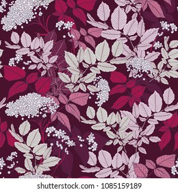 Bordo Romantic Seamless Vector Leaf Pattern