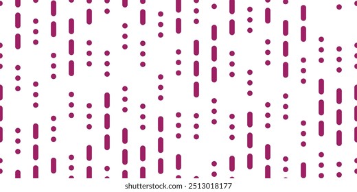 Bordo Vertical línea punteada con esquinas redondeadas de código morse sos como patrón transparente en blanco bg. Fondo Abstractas con signos específicos. Textura geométrica del Vector