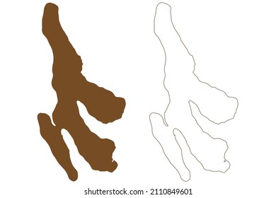 Bordoy island (Kingdom of Denmark, Faroe Islands) map vector illustration, scribble sketch Bordoy, headland island map