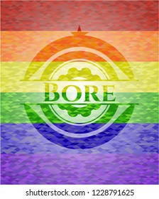 Bore emblem on mosaic background with the colors of the LGBT flag