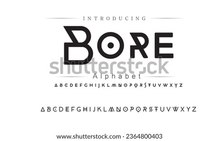 Bore Modern abstract digital alphabet font. Minimal technology typography, Creative urban sport fashion futuristic font and with numbers. vector illustration
