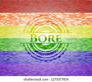 Bore on mosaic background with the colors of the LGBT flag