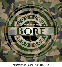 Bore written on a camo texture