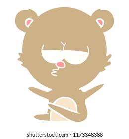 bored bear flat color style cartoon