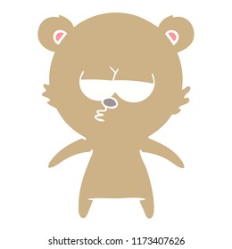 dibujos animados de color plano de oso aburrido