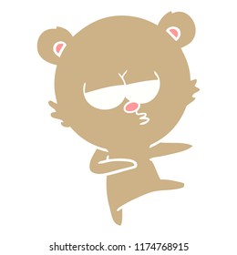 bored bear flat color style cartoon dancing