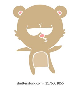 dibujos animados de color plano de oso aburrido