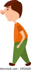 Bored boy in green trousers, illustration, vector on a white background.