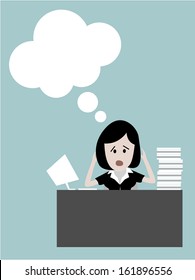 Bored businesspeople : man sitting at desk staring bored upwards. 