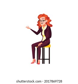 bored businesswoman sitting on business conference cartoon vector. bored businesswoman sitting on business conference character. isolated flat cartoon illustration