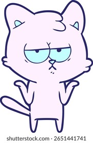 gato de desenho animado entediado na cor de néon brilhante