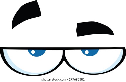 Bored Cartoon Eyes. Vector Illustration Isolated on white