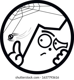 Bored cat playing with a spider (one color)