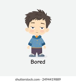 Bored Child Vector Illustration with Detailed Expression