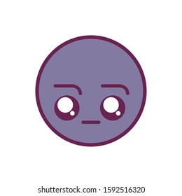 bored circle cartoon design, Kawaii expression cute character funny and emoticon theme Vector illustration