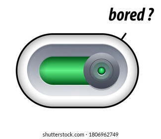 Bored concept. Press the slide button for Bored mood. Isolated on white background. Vector illustration, top view