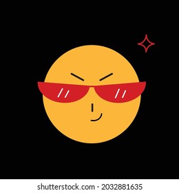 bored and cool cartoon emoji black background