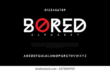 Bored creative modern urban alphabet font. Digital abstract moslem, futuristic, fashion, sport, minimal technology typography. Simple numeric vector illustration