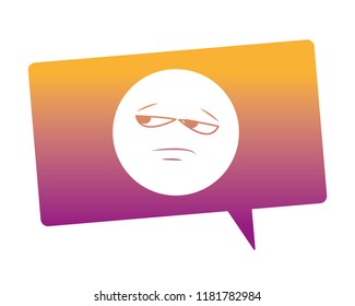 Bored emoticon in bubble rainbow lines