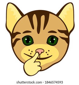 bored emoticon picking his nose with his finger, simplistic facial expression vector illustration, cat cartoon character, simple hand drawn icon from a set