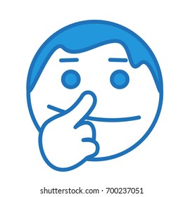 bored emoticon picking his nose with his finger, simplistic facial expression vector illustration, circle or ball shaped cartoon character, simple hand drawn line icon from a set, eps 10