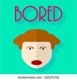 Bored emotion face - vector illustration