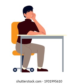langweiliger Mitarbeiter, der arbeitet und Vektorgrafik verdrängt, isoliertes Design