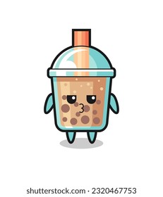 the bored expression of cute bubble tea characters , cute style design for t shirt, sticker, logo element
