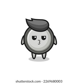 the bored expression of cute button cell characters , cute style design for t shirt, sticker, logo element