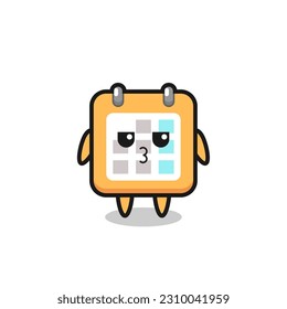 the bored expression of cute calendar characters , cute style design for t shirt, sticker, logo element