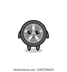 the bored expression of cute car wheel characters , cute style design for t shirt, sticker, logo element