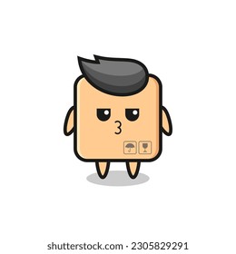 the bored expression of cute cardboard box characters , cute style design for t shirt, sticker, logo element