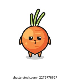 la expresión aburrida de personajes de zanahoria linda , diseño de estilo lindo para camiseta, pegatina, elemento logo