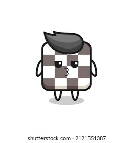 the bored expression of cute chess board characters , cute style design for t shirt, sticker, logo element
